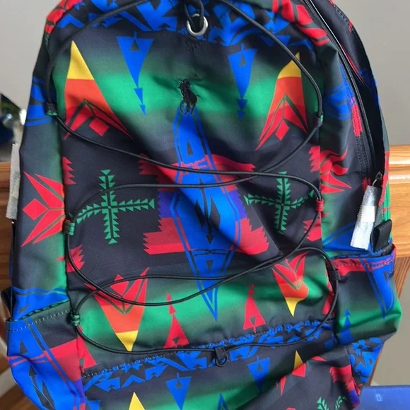 Polo Ralph Lauren Beacon Print Southwestern Aztec Nylon Backpack missing tags